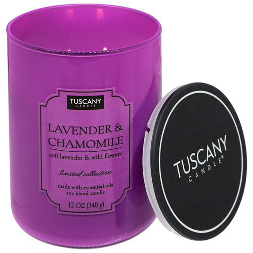 4 Pack - Tuscany Candle-Candle 2-Wick Color Splash Opaque Jar 12oz-Lavender & Chamomile - 5A003S0L-1HNX3