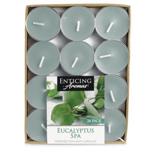 6 Pack - Enticing Aromas Candle Tea Light 24pk-Eucalyptus Spa - 5A003S0V-1HNX2 - 644124675562