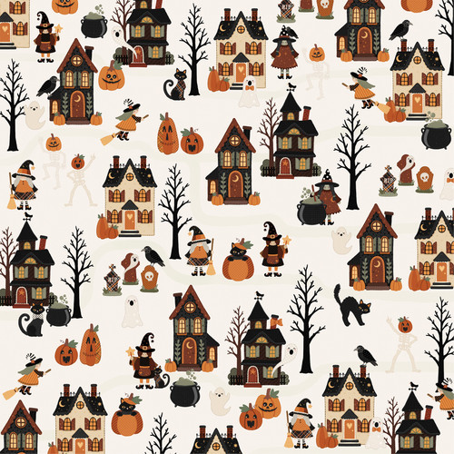 25 Pack - Carta Bella Handmade Halloween Cardstock 12"X12"-Haunted Halloween Street - 5A003VVZ-1HRB1