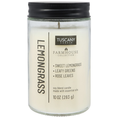 4 Pack - Tuscany Candle-Candle Single-Wick Farmhouse Mason Jar 10oz-Lemongrass - 5A003S1H-1HNTG - 644124762255