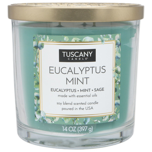 4 Pack - Tuscany Candle-Candle 3-Wick Single Pour Soy Wax 14oz-Eucalyptus Mint - 5A003S0D-1HNTS - 644124659838