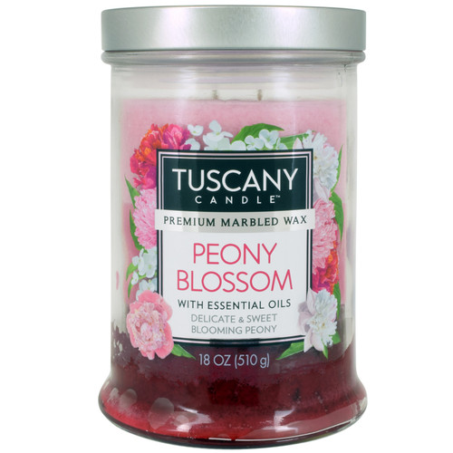 4 Pack - Tuscany Candle-Candle 2-Wick Triple Pour Mottled Wax 18oz-Peony Blossom - 5A003S1C-1HNTJ - 644124696499