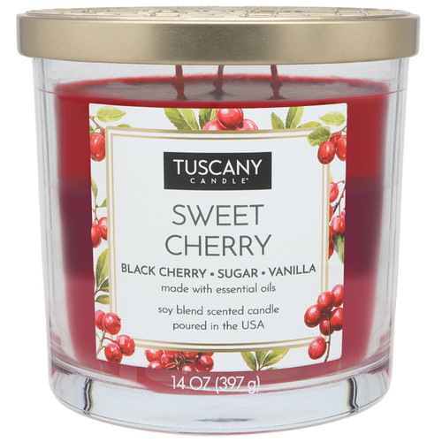 4 Pack - Tuscany Candle-Candle 3-Wick Triple Pour Soy Wax 14oz-Sweet Cherry - 5A003S10-1HNV0 - 644124678853