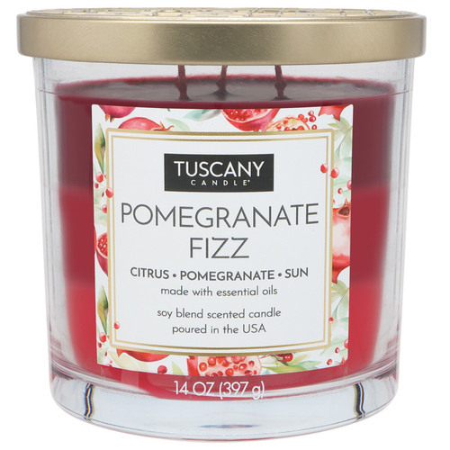 4 Pack - Tuscany Candle-Candle 3-Wick Triple Pour Soy Wax 14oz-Pomegranate Fizz - 5A003S10-1HNW1 - 644124678938