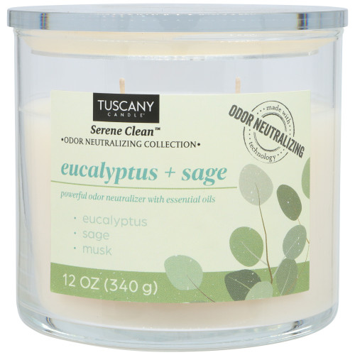 4 Pack - Tuscany Candle-Candle 2-Wick Serene Clean 12oz-Eucalyptus + Sage - 5A003S0G-1HNTX - 644124762361