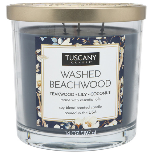 Tuscany Candle-Candle 3-Wick Single Pour Soy Wax 14oz-Washed Beachwood - 5A003S0D-1HNS0 - 644124696437