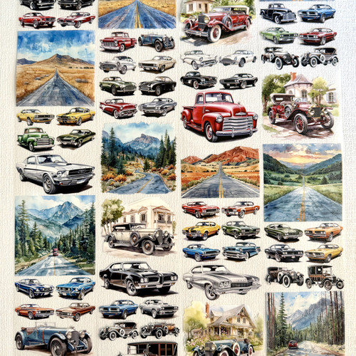 Torn Pape 3D Gloss PET Tape 6m-A Dazzling Lineup of Classic Cars - 5A003XN2-1HSLV