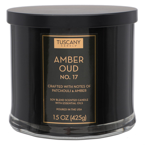 Tuscany Candle-Candle 3-Wick Homme & Heritage Black Jar 15oz-Amber Oud - 5A003S0B-1HNS9 - 644124728053