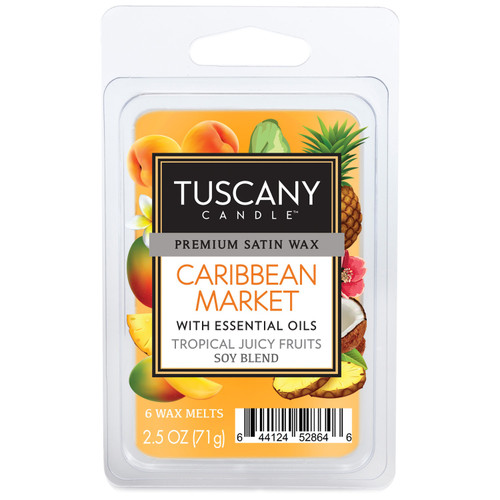 6 Pack - Tuscany Candle Premium Satin Wax 6-Cube Melt Bars 2.5oz-Caribbean Market - 5A003S13-1HNT9 - 644124528646