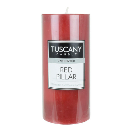 6 Pack - Tuscany Candle Unscented Candle Pillar 3x6 Inch Flat Top-Red Flat Top - 5A003S11-1HNW4 - 644124561438