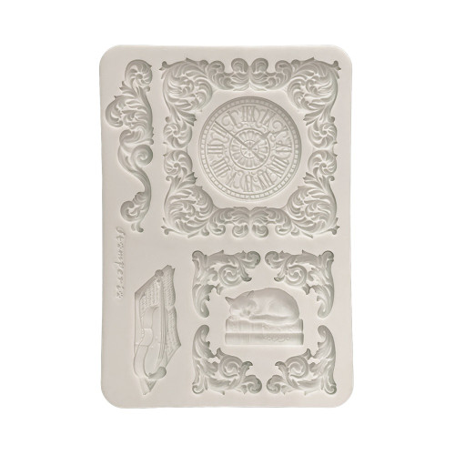 Stamperia Silicon mould A5-Clock and Cat - 5A003TCK-1HQBF - 5993110052692