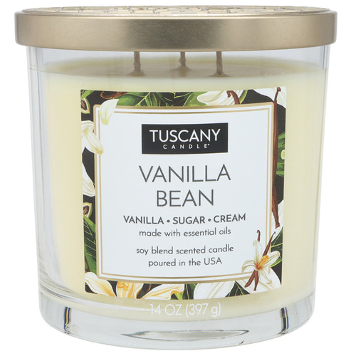 Tuscany Candle-Candle 3-Wick Single Pour Soy Wax 14oz-Vanilla Bean - 5A003S0D-1HNYM - 644124659876