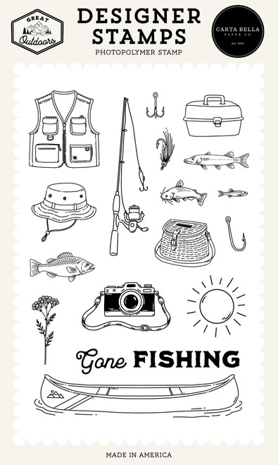 Carta Bella Stamp Set-Fishing Icons Stamp Set - 5A003W8T-1HRWJ - 810220755891
