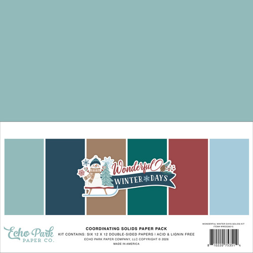 Echo Park Solids Kit 12"X12"-Wonderful Winter Days - 5A003W5Z-1HRS1 - 810220753514