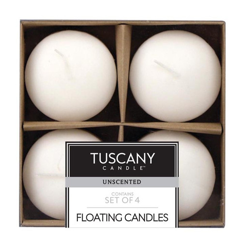 Tuscany Candle Unscented Candle Floating 3 Inch-White 4pk - 5A003S19-1HNRK - 644124561636