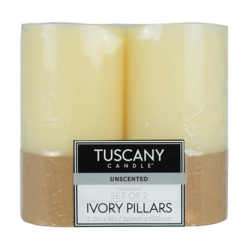 Tuscany Candle Unscented Candle Pillar 2X4 Inch Flat Top 2pk-Ivory Flat Top - 5A003S0J-1HNQX - 644124561599