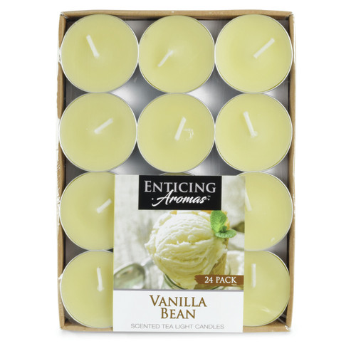 6 Pack - Enticing Aromas Candle Tea Light 24pk-Vanilla Bean - 5A003S0V-1HNRV - 644124675616