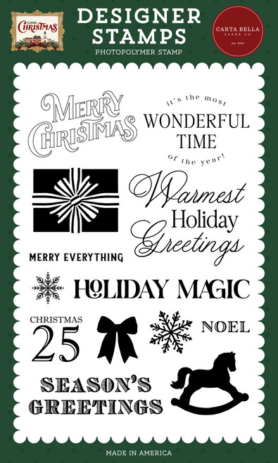 Carta Bella Stamp Set-Warmest Holiday Greetings - 5A003W14-1HRKF - 810220755549