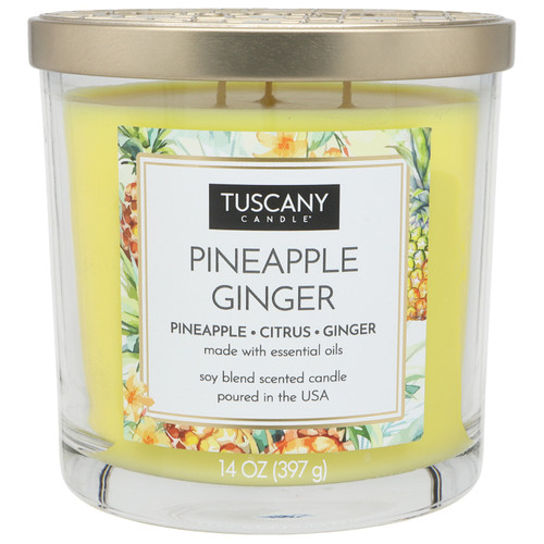 Tuscany Candle-Candle 3-Wick Single Pour Soy Wax 14oz-Pineapple Ginger - 5A003S0D-1HNT3 - 644124696444
