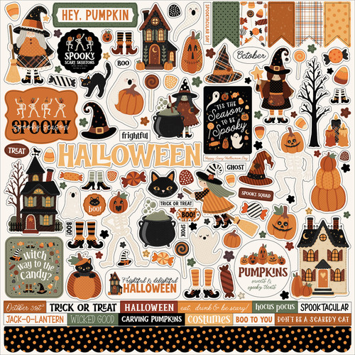 Carta Bella Elements Cardstock Stickers 12"X12"-Handmade Halloween - 5A003VVX-1HR9R - 810220754269
