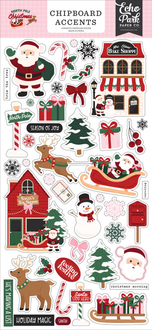 Echo Park Chipboard Accents 6"X13"-North Pole Christmas - 5A003VYP-1HRGC - 810208649730