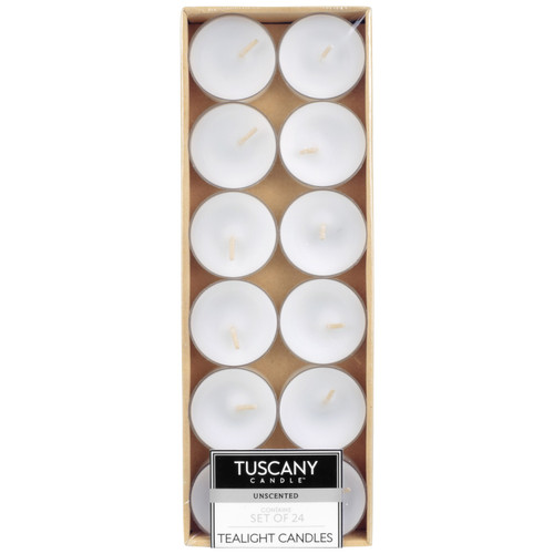 Tuscany Candle Unscented Candle Tea Light 24pk Plastic Cups-White Plastic Cup - 5A003S0T-1HNRT - 644124561360