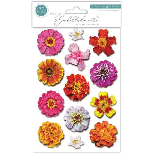 Craft Consortium 3D Decoupage Flowers-Vibrant - 5A003VG4-1HR9G - 5060921933806