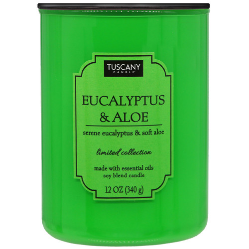 Tuscany Candle-Candle 2-Wick Color Splash Opaque Jar 12oz-Eucalyptus & Aloe - 5A003S0L-1HNQZ - 644124747535