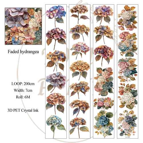 Torn Pape 3D Gloss PET Tape 6m-Faded Hydrangea - 5A003XNB-1HSN7 - 8800325562533