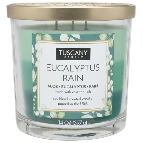 Tuscany Candle-Candle 3-Wick Triple Pour Soy Wax 14oz-Eucalyptus Rain - 5A003S10-1HNR7 - 644124678891