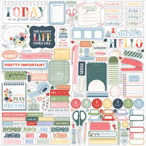 Echo Park Elements Cardstock Stickers 12"X12"-One Day At A Time Element Sticker - 5A003WCL-1HRZB - 810220753705