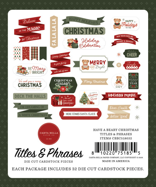 Carta Bella Titles & Phrases-Have A Beary Christmas - 5A003W22-1HRMB Carta Bella Titles & Phrases-Have A Beary Christmas - 5A003W22-1HRMB