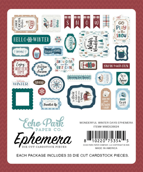 Echo Park Ephemera-Wonderful Winter Days - 5A003W5X-1HRSP Echo Park Ephemera-Wonderful Winter Days - 5A003W5X-1HRSP