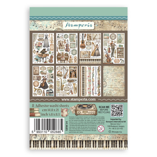 Stamperia A5 Washi Pad 8/Pkg-Symphony - 5A003TCY-1HQ9V