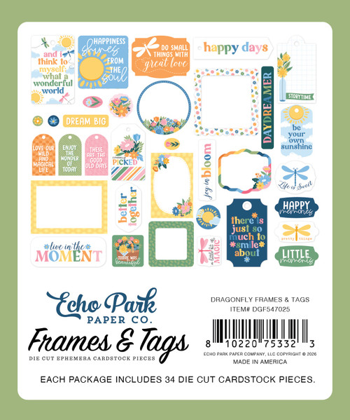 Echo Park Tags & Frames Ephemera-Dragonfly - 5A003WDB-1HS0V
