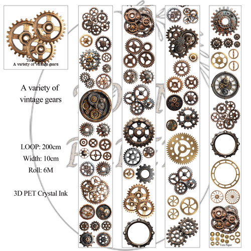 Torn Pape 3D Gloss PET Tape 6m-A Variety of Vintage Gears - 5A003XLV-1HSPV - 8800325562298