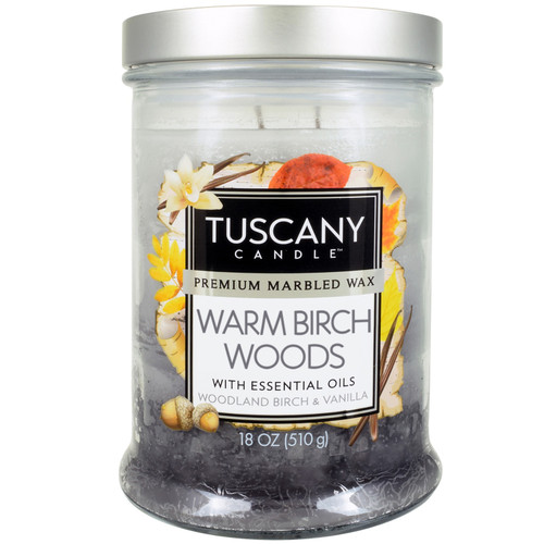 Tuscany Candle-Candle 2-Wick Triple Pour Mottled Wax 18oz-Warm Birch Woods - 5A003S1C-1HNSP - 644124681839