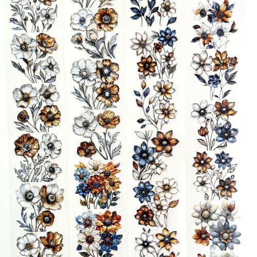 Torn Pape 3D Gloss PET Tape 6m-Whimsical Textured Blooms - 5A003XMY-1HSND