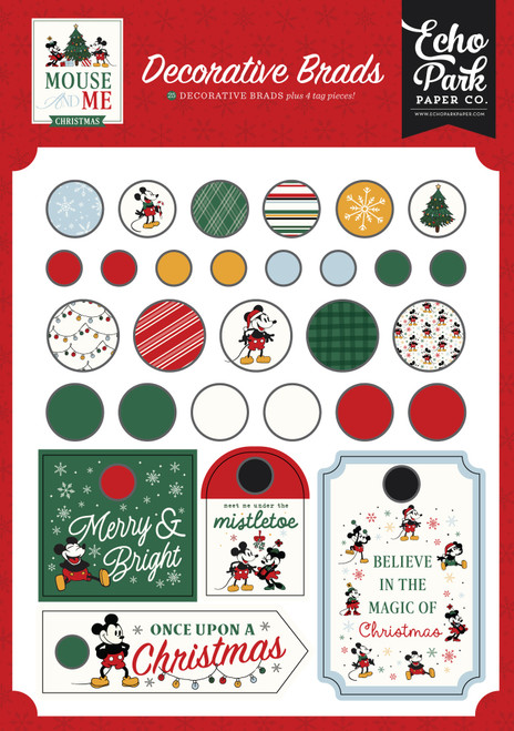 Echo Park Decorative Brads-Mouse And Me Christmas - 5A003W2W-1HRP3 - 810220750001