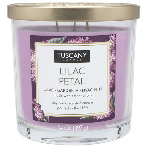 Tuscany Candle-Candle 3-Wick Single Pour Soy Wax 14oz-Lilac Petal - 5A003S0D-1HNRW - 644124659807
