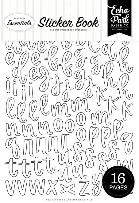 Echo Park Sticker Book-Black And White Alpha - 5A003W4T-1HRR1 - 810208647286