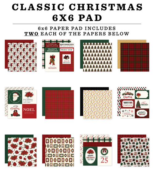 Carta Bella Double-Sided Paper Pad 6"X6"-Classic Christmas - 5A003W17-1HRKR