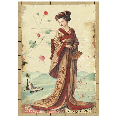 Stamperia Rice Paper A6 8/Pkg-Oriental Garden - 5A003TDN-1HQBD
