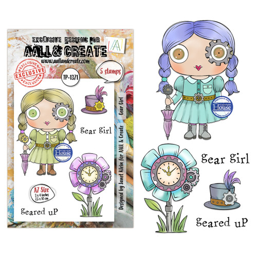 AALL And Create A7 Photopolymer Clear Stamp Set-Gear Girl - 5A003WFP-1HS28 - 5061097791634