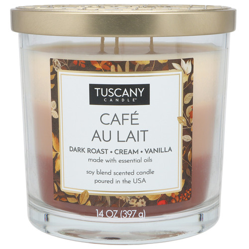 Tuscany Candle-Candle 3-Wick Triple Pour Soy Wax 14oz-Cafe Au Lait - 5A003S10-1HNY7 - 644124678914