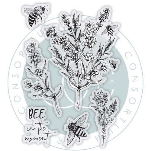 Craft Consortium Photopolymer A6 Stamp Set-Bee & Lavender - 5A003VFV-1HR98