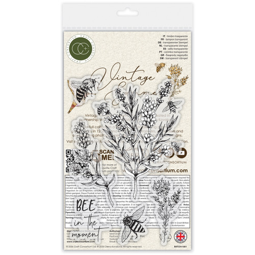 Craft Consortium Photopolymer A6 Stamp Set-Bee & Lavender - 5A003VFV-1HR98