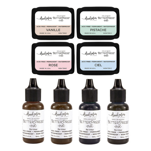 Spellbinders BetterPress Ink Mini Set and Reinkers Bundle-Blushing Macarons - 5A003XFV-1HSFH - 810205713380