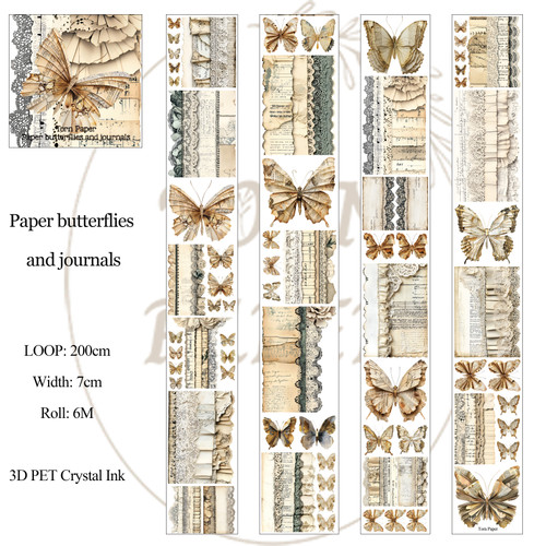 Torn Pape 3D Gloss PET Tape 6m-Butterflies and Journals - 5A003XM4-1HSP0 - 8800325562342