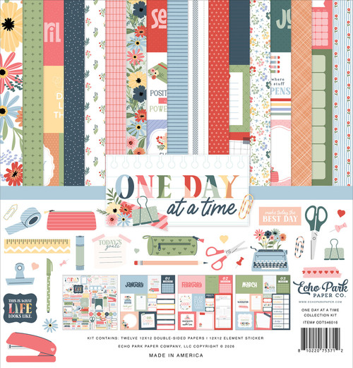 Echo Park Collection Kit 12"X12"-One Day At A Time Collection Kit - 5A003WD2-1HRZP - 810220753712